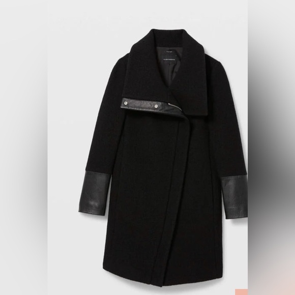 CLUB MONACO HALLI COAT %100 Wool and %100 Leather Trim. size LARGE - Picture 4 of 11